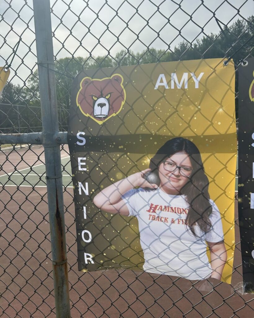 Amy’s senior banner on the Hammond High School fence